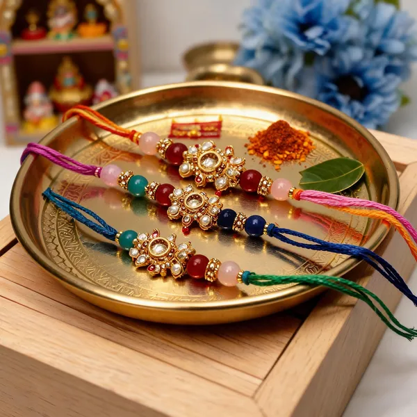Multicolor_Rakhi,_Lumba_Alloy_For_Brother_And_Sister-In-Law_Pack_Of_1