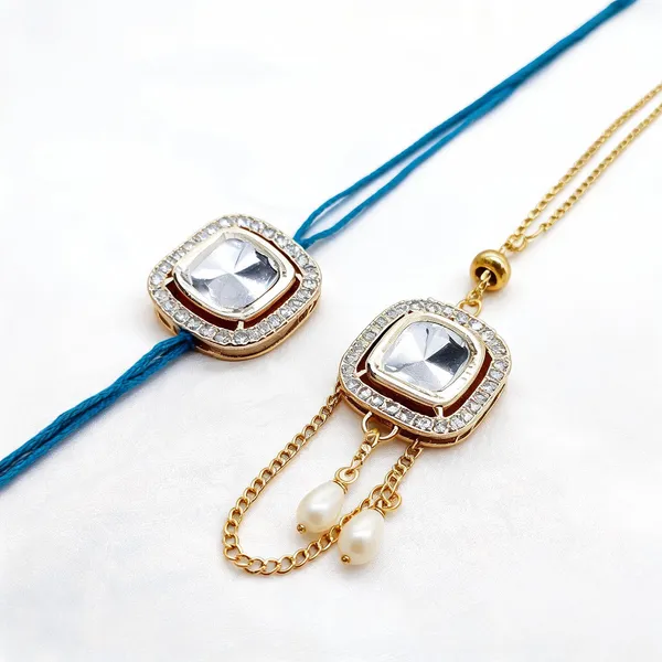 Sky_Blue_And_White_Rakhi,_Lumba,_Bracelet_Alloy_For_Brother_And_Sister-In-Law_Pack_Of_2