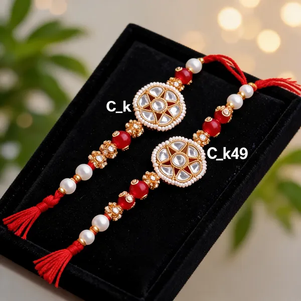 White_And_Red_Rakhi,_Bracelet_Alloy_For_Brother_And_Sister-In-Law_Pack_Of_2