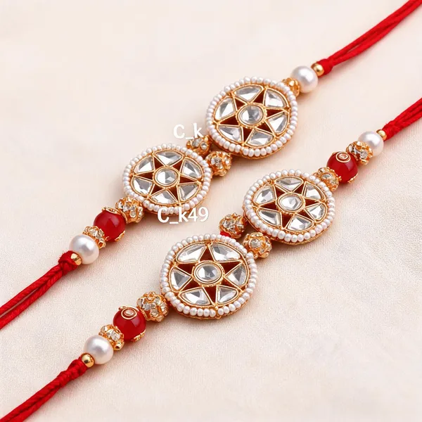 White_And_Red_Rakhi,_Bracelet_Alloy_For_Brother_And_Sister-In-Law_Pack_Of_2