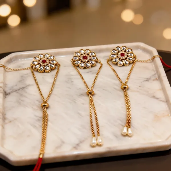 White_Rakhi,_Bracelet_Alloy_For_Brother_And_Sister-In-Law_Pack_Of_2