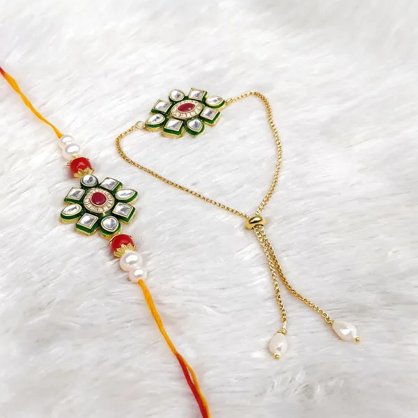 White_Rakhi,_Lumba,_Bracelet_Alloy_For_Brother_And_Sister-In-Law_Pack_Of_2