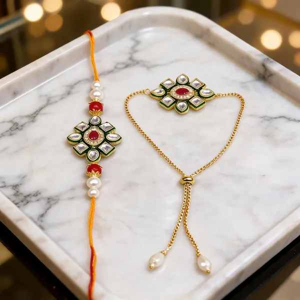 White_Rakhi,_Lumba,_Bracelet_Alloy_For_Brother_And_Sister-In-Law_Pack_Of_2