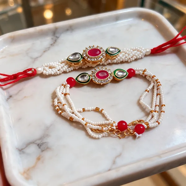 White_And_Red_Rakhi,_Bracelet,_Chawal_Roli_Pack_Alloy_For_Brother_And_Sister-In-Law_Pack_Of_2
