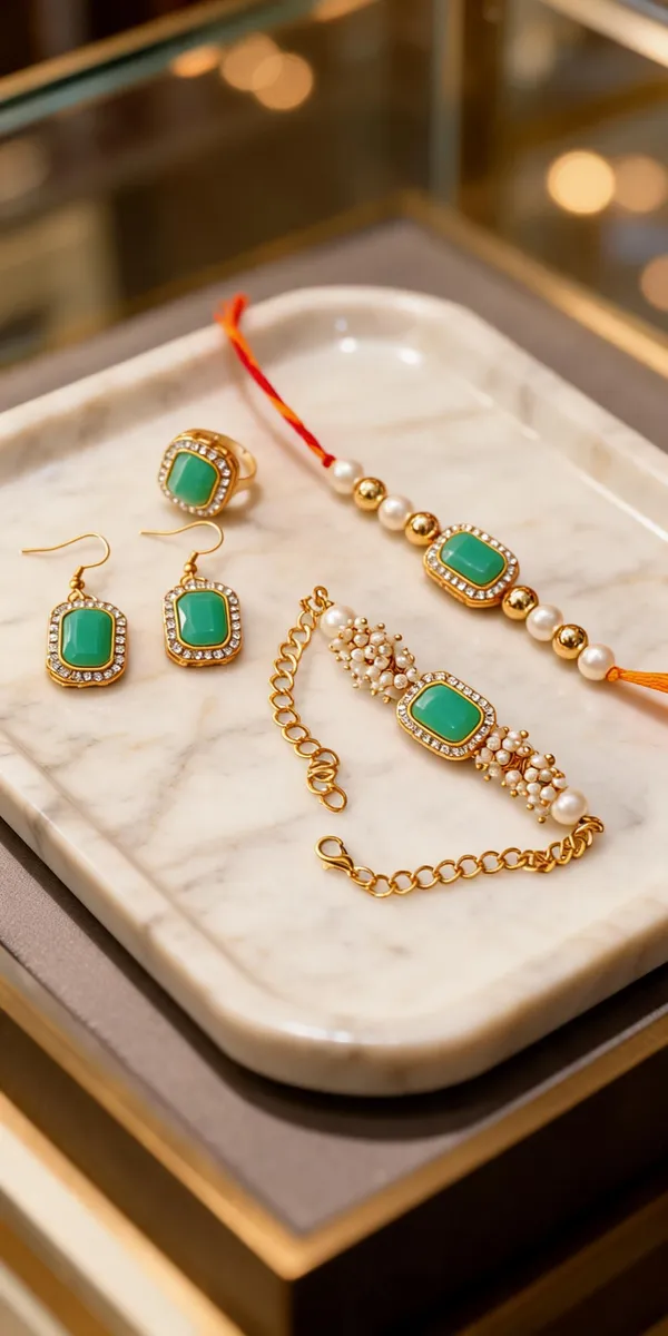 Pista_Green_Rakhi,_Bracelet,_Earrings_Alloy_For_Brother_And_Sister-In-Law_Pack_Of_2