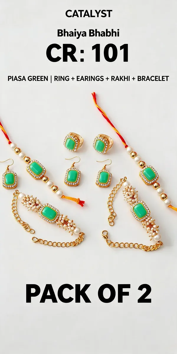 Pista_Green_Rakhi,_Bracelet,_Earrings_Alloy_For_Brother_And_Sister-In-Law_Pack_Of_2