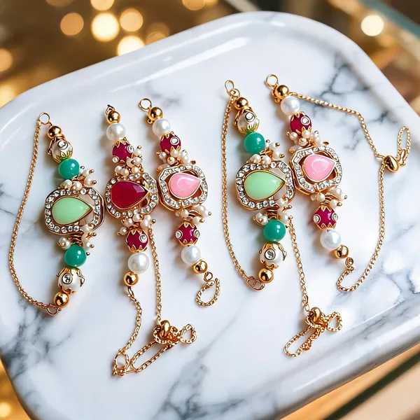 Multicolor_Rakhi,_Lumba,_Bracelet_Alloy_For_Brother_And_Sister-In-Law_Pack_Of_2