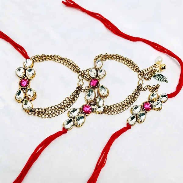 Dark_Pink_And_White_Rakhi,_Lumba,_Bracelet_Alloy_For_Brother_And_Sister-In-Law_Pack_Of_2