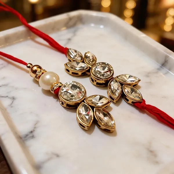 White_Rakhi,_Lumba,_Bracelet_Alloy_For_Brother_And_Sister-In-Law_Pack_Of_2