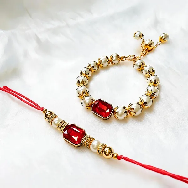 Red_Rakhi,_Lumba,_Bracelet_Alloy_For_Brother_And_Sister-In-Law_Pack_Of_2