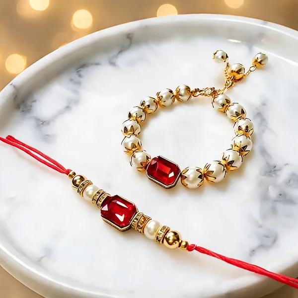 Red_Rakhi,_Lumba,_Bracelet_Alloy_For_Brother_And_Sister-In-Law_Pack_Of_2