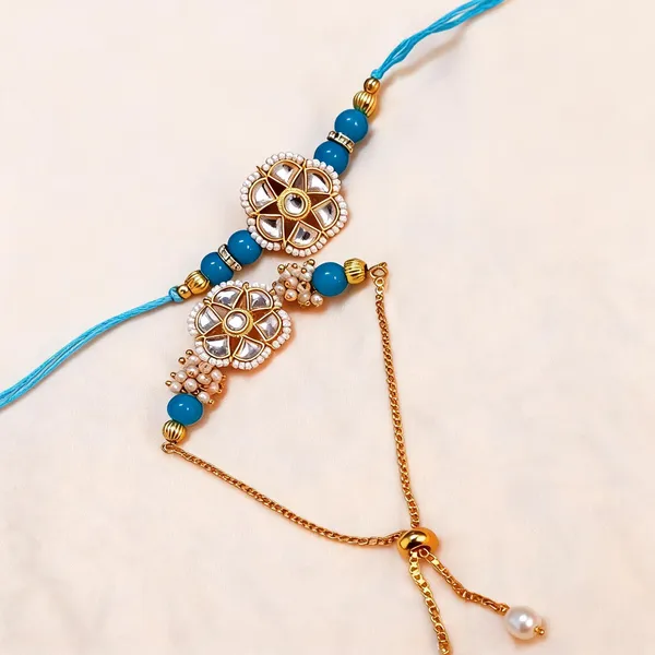 Sky_Blue_Rakhi,_Bracelet_Alloy_For_Brother_And_Sister-In-Law_Pack_Of_2