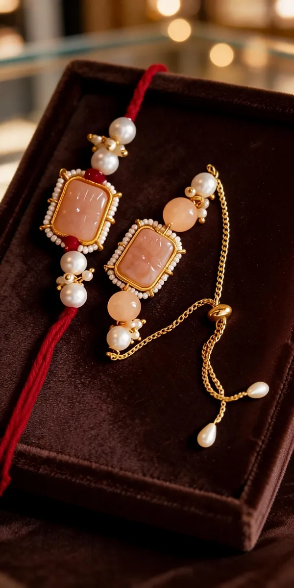 Peach_Rakhi,_Lumba,_Bracelet_Alloy_For_Brother_And_Sister-In-Law_Pack_Of_2