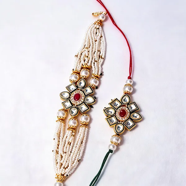Green_And_White_Rakhi,_Lumba,_Bracelet,_Chawal_Roli_Pack_Alloy_For_Brother_And_Sister-In-Law_Pack_Of_2