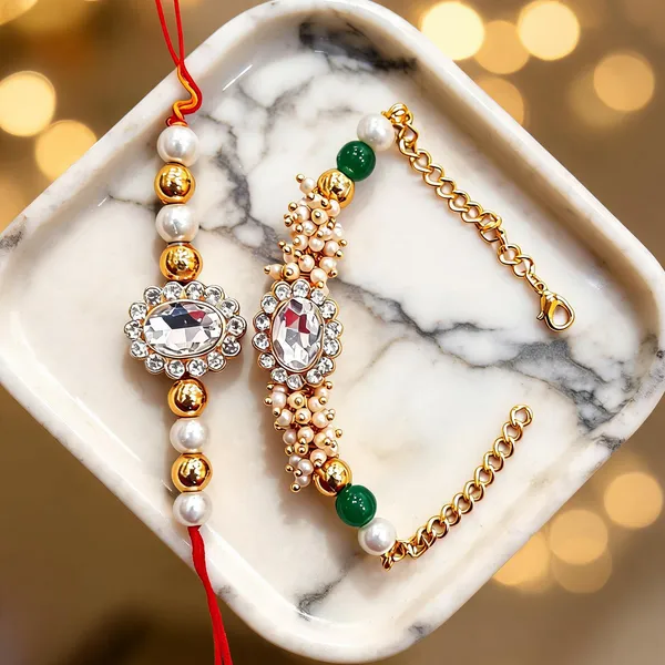 White_Rakhi,_Lumba,_Bracelet,_Bluetooth_Rakhi,_Chawal_Roli_Pack_Alloy_For_Brother_And_Sister-In-Law_Pack_Of_2