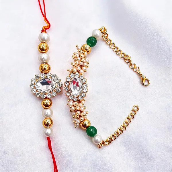 White_Rakhi,_Lumba,_Bracelet,_Bluetooth_Rakhi,_Chawal_Roli_Pack_Alloy_For_Brother_And_Sister-In-Law_Pack_Of_2