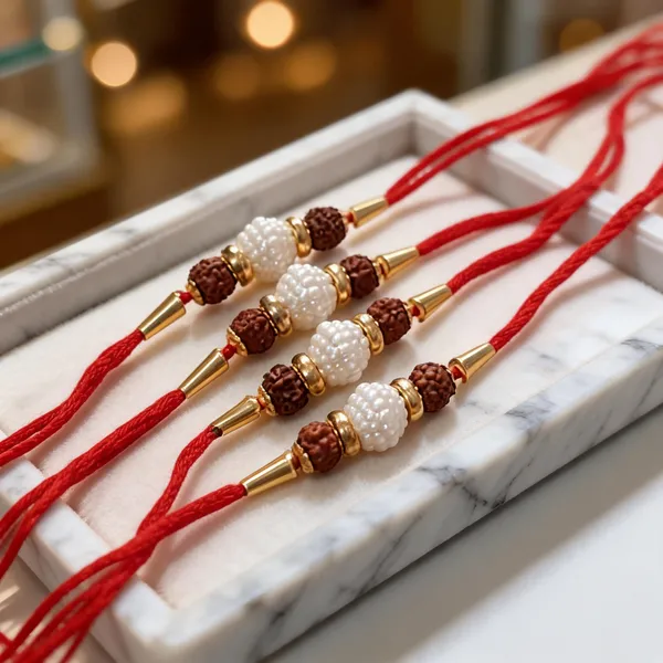 White_Rakhi,_Lumba,_Bracelet_Alloy_For_Brother_And_Sister-In-Law_Pack_Of_2