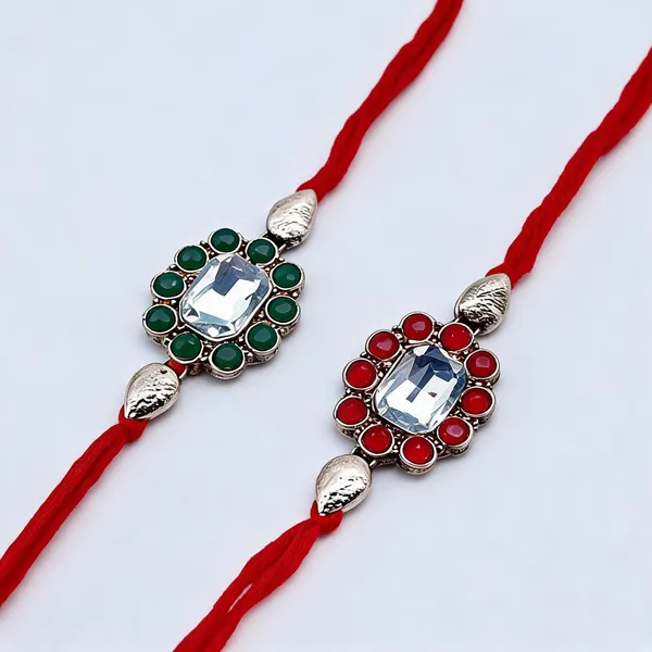 Multicolor_Rakhi_Alloy_For_Brother_And_Sister-In-Law_Pack_Of_2