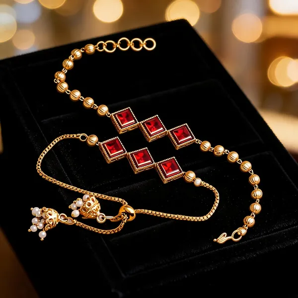Maroon_Rakhi,_Bracelet_Alloy_For_Brother_And_Sister-In-Law_Pack_Of_2