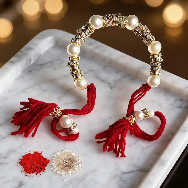White_Rakhi,_Bracelet,_Chawal_Roli_Pack_Alloy_For_Unisex_Pack_Of_2