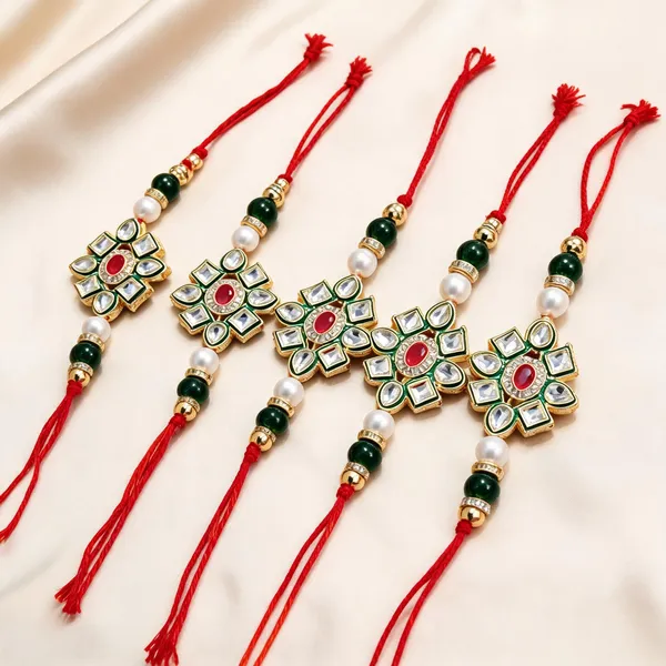 Multicolor_Rakhi,_Lumba,_Bracelet_Alloy_For_Brother_And_Sister-In-Law_Pack_Of_2