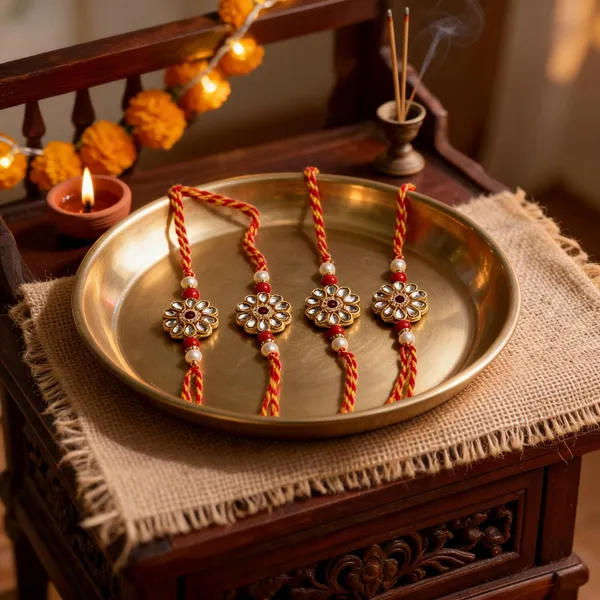 White_Rakhi_Alloy_For_Brother_And_Sister-In-Law_Pack_Of_2