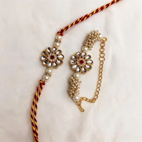 White_And_Red_Rakhi,_Bracelet_Alloy_For_Brother_And_Sister-In-Law_Pack_Of_2