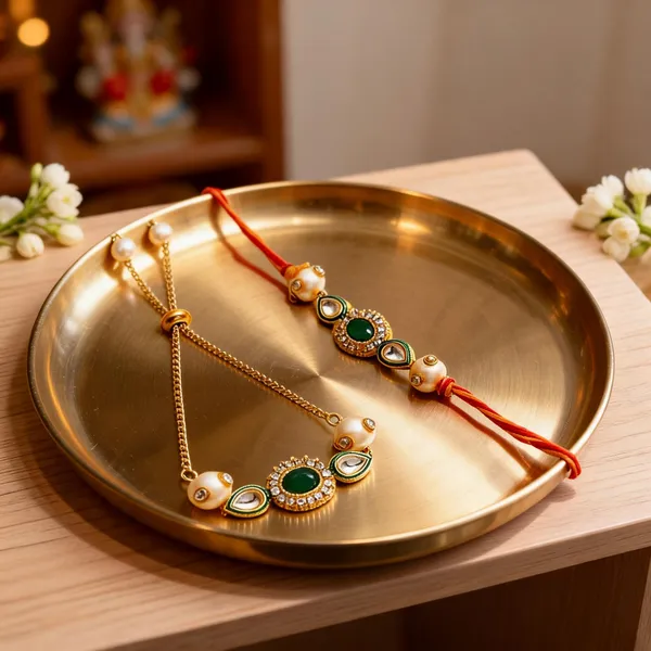Green_And_White_Rakhi,_Lumba_Alloy_For_Brother_And_Sister-In-Law_Pack_Of_2