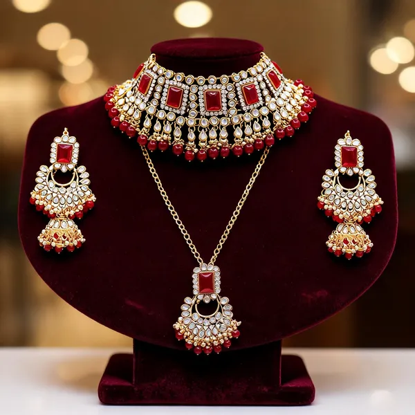 Red_And_White_Jewellery_Set_Alloy_For_Women_Pack_Of_1