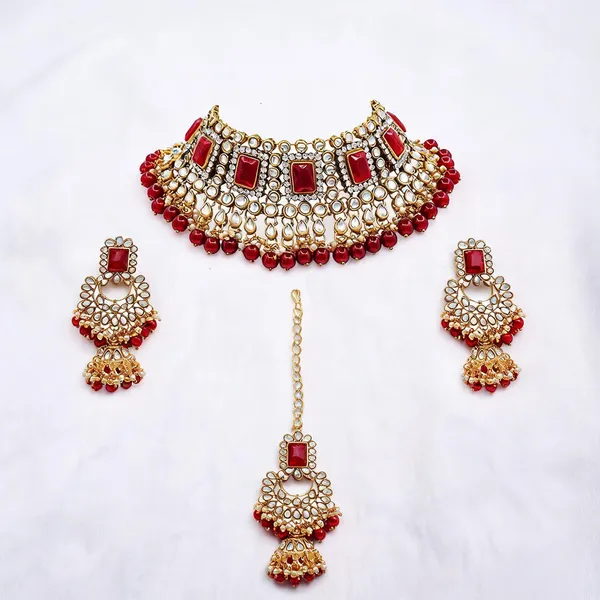 Red_And_White_Jewellery_Set_Alloy_For_Women_Pack_Of_1
