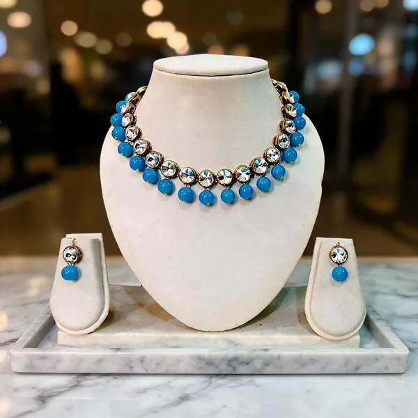 White_And_Turquoise_Jewellery_Set_Alloy_For_Women_Pack_Of_1