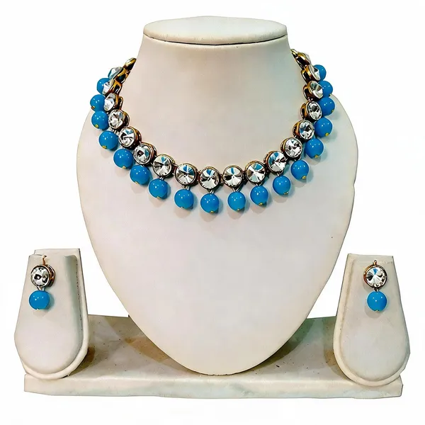 White_And_Turquoise_Jewellery_Set_Alloy_For_Women_Pack_Of_1