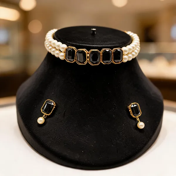 Black_And_White_Jewellery_Set_Alloy_For_Women_Pack_Of_1