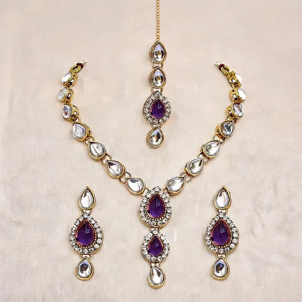 Purple_And_Silver_Jewellery_Set_Alloy_For_Women_Pack_Of_1