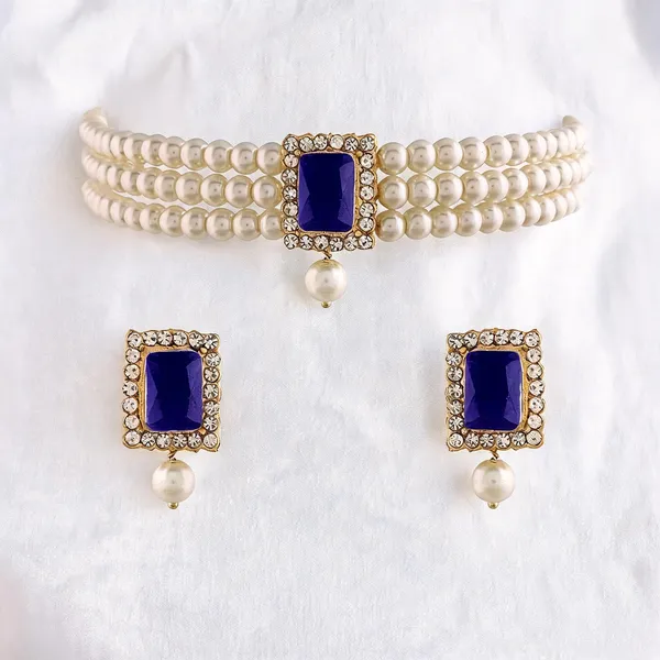 Blue_And_White_Jewellery_Set_Alloy_For_Women_Pack_Of_1