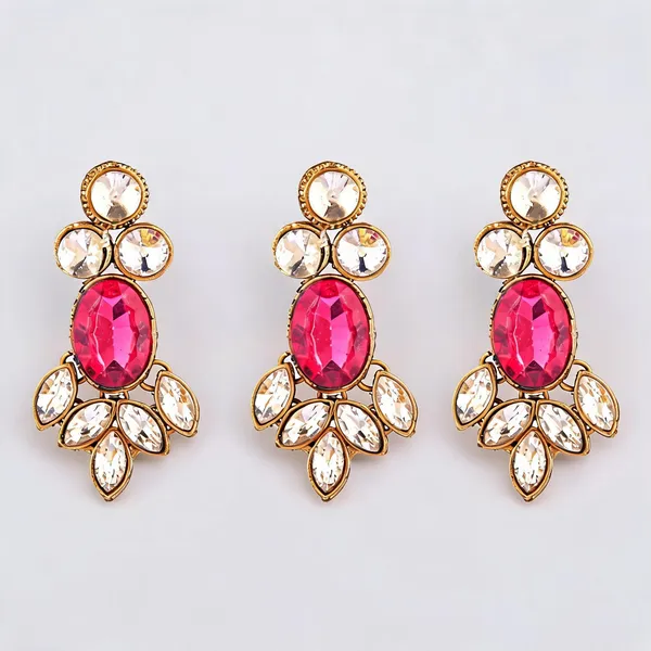 Pink_And_White_Earrings_Alloy_For_Unisex_Pack_Of_1