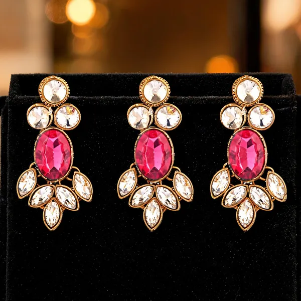 Pink_And_White_Earrings_Alloy_For_Unisex_Pack_Of_1