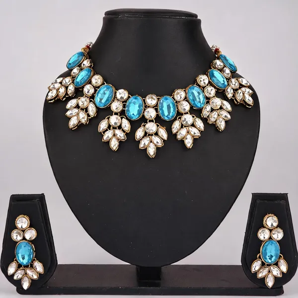 Blue_And_White_Jewellery_Set_Alloy_For_Women_Pack_Of_1