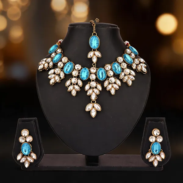 Blue_And_White_Jewellery_Set_Alloy_For_Women_Pack_Of_1
