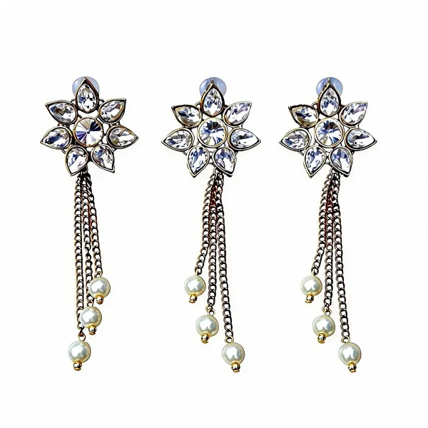 White_And_Silver_Earrings_Alloy_For_Unisex_Pack_Of_1