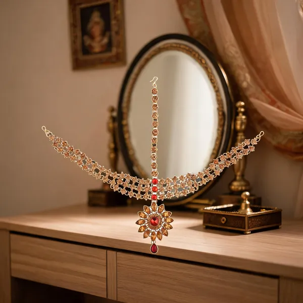 Red_And_Gold_Matha_Patti_Alloy_For_Women_Pack_Of_1