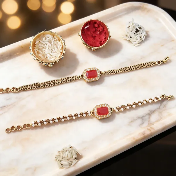 Red_And_White_Rakhi,_Bracelet,_Chawal_Roli_Pack_Alloy_For_Brother_And_Sister-In-Law_Pack_Of_2