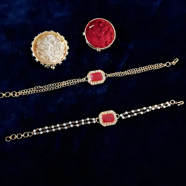 Red_And_White_Rakhi,_Bracelet,_Chawal_Roli_Pack_Alloy_For_Brother_And_Sister-In-Law_Pack_Of_2