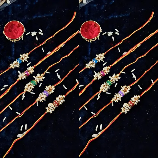 Red_And_White_Rakhi,_Bracelet,_Chawal_Roli_Pack_Alloy_For_Brother_And_Sister-In-Law_Pack_Of_2