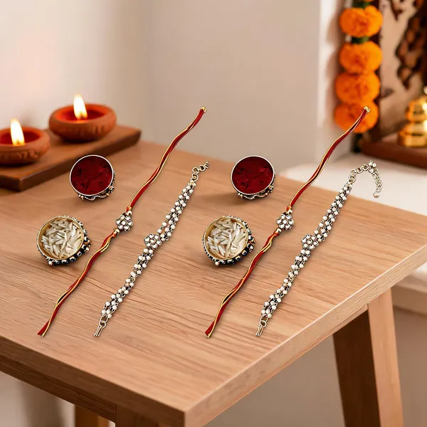 White_And_Red_Rakhi,_Chawal_Roli_Pack_Alloy_For_Brother_And_Sister-In-Law_Pack_Of_2