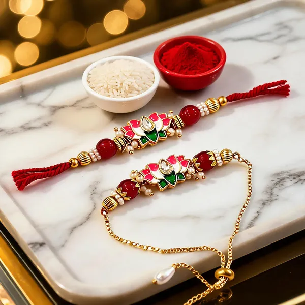 Multicolor_Rakhi,_Lumba,_Bracelet,_Bluetooth_Rakhi,_Chawal_Roli_Pack_Alloy_For_Brother_And_Sister-In-Law_Pack_Of_2