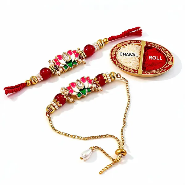 Multicolor_Rakhi,_Lumba,_Bracelet,_Bluetooth_Rakhi,_Chawal_Roli_Pack_Alloy_For_Brother_And_Sister-In-Law_Pack_Of_2