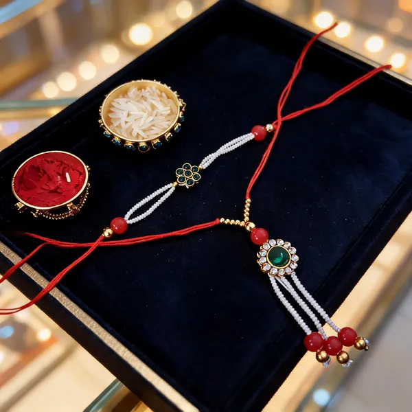 Red_And_White_Rakhi,_Bracelet,_Chawal_Roli_Pack_Alloy_For_Brother_And_Sister-In-Law_Pack_Of_2