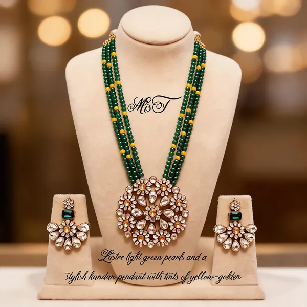 Green_And_Yellow_Jewellery_Set_Alloy_For_Women_Pack_Of_1