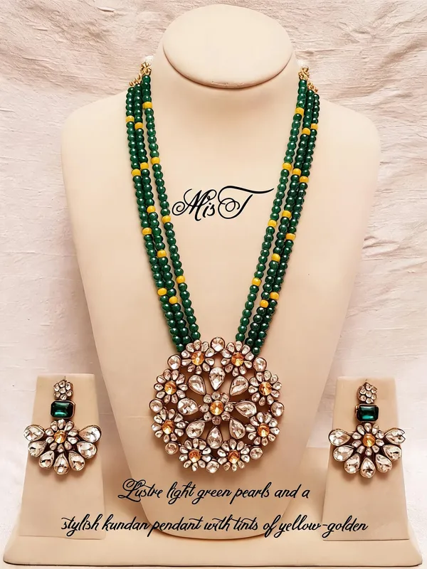 Green_And_Yellow_Jewellery_Set_Alloy_For_Women_Pack_Of_1